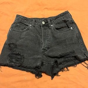 Black denim shorts